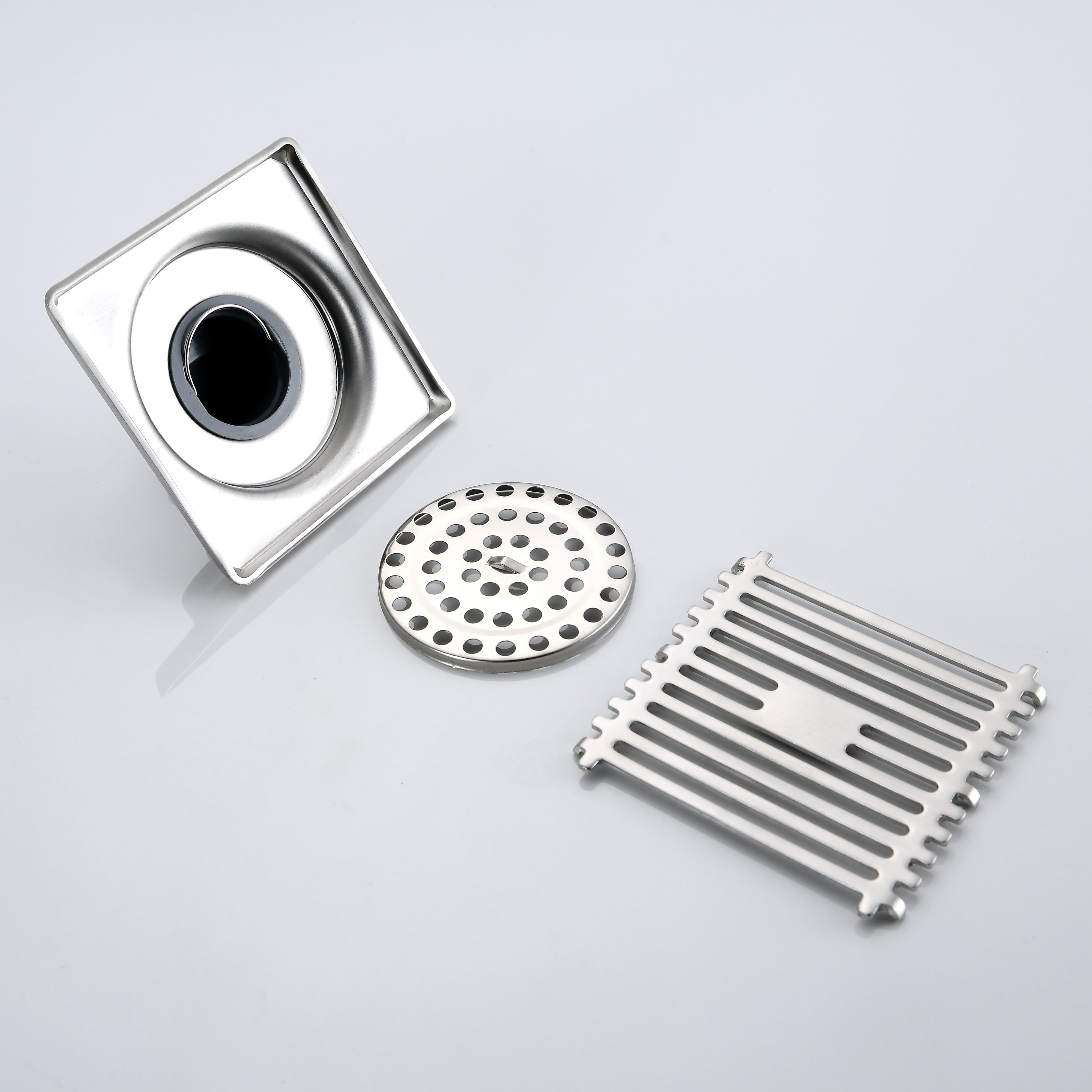 SQUARE FLOOR DRAIN 4" x 4" 5MM STAINLESS STEEL