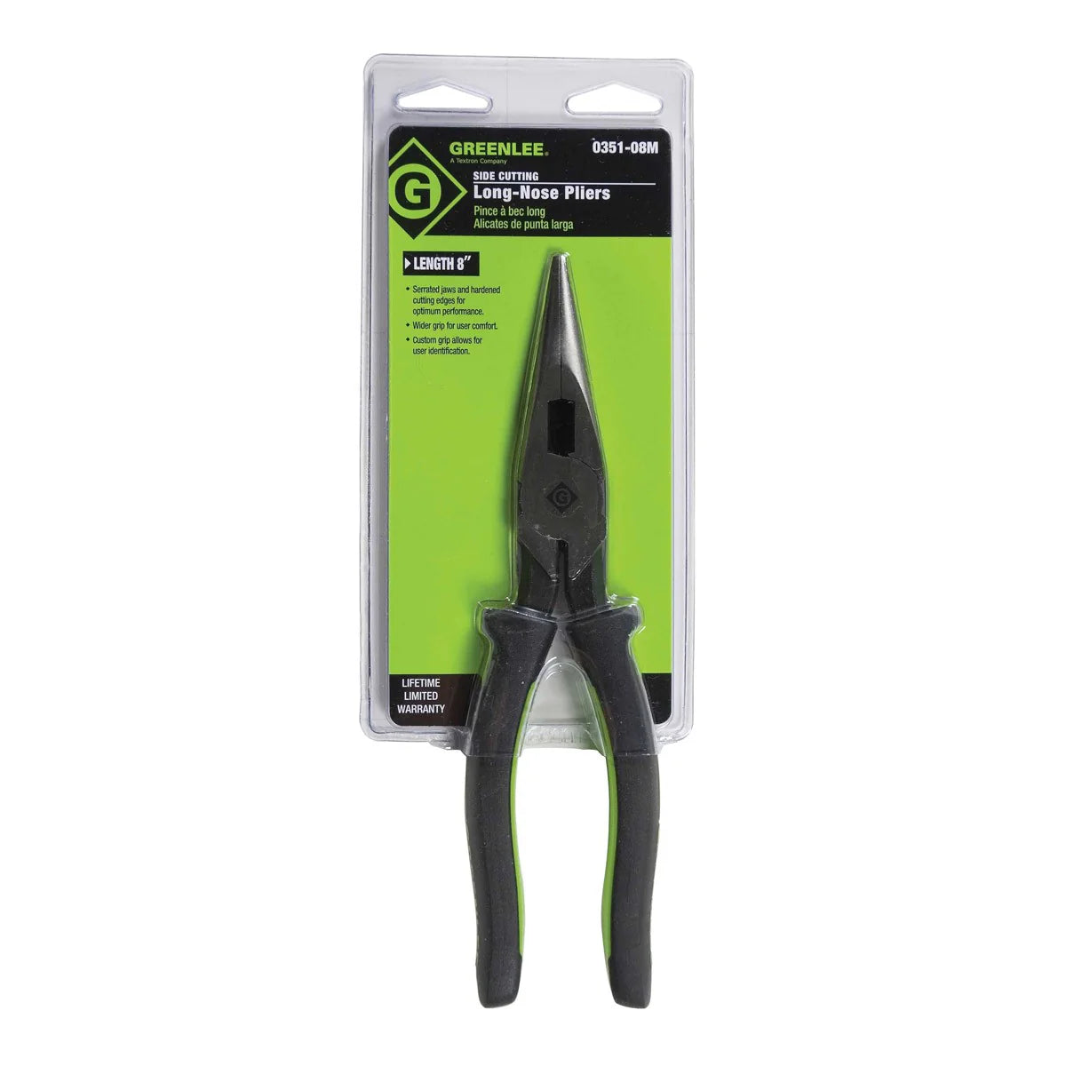 8" Long Nose Pliers/Side-Cutting (Molded Grip)