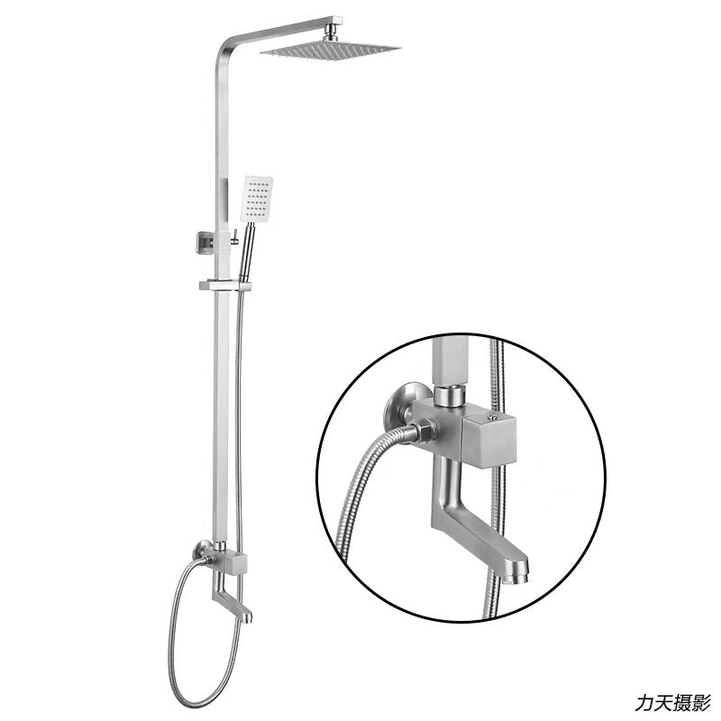 SHOWER BAR SET ON-WALL SQUARE STAINLESS STEEL