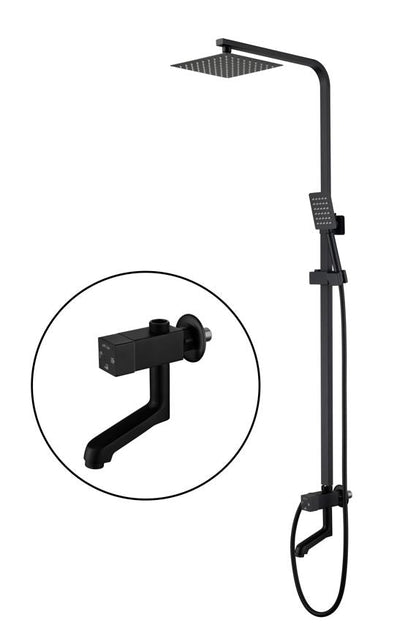 SQUARE ON-WALL SHOWER SYSTEM MATTE BLACK