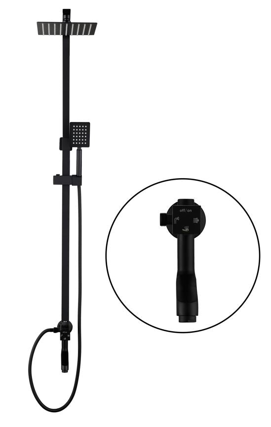 SQUARE ON-WALL SHOWER SYSTEM MATTE BLACK